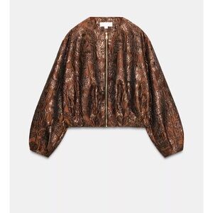 ZARA SHINY JACQUARD BOMBER JACKET